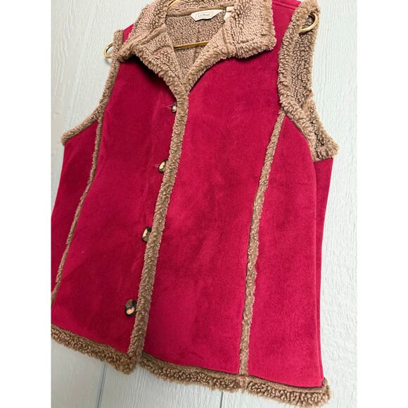 Vintage L.L. Bean Sherpa-Lined Faux Suede Vest – Women’s Medium - Picture 4 of 5